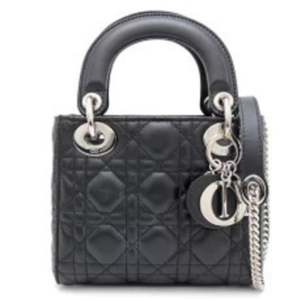 Christian Dior Lady Bag Cannage Shoulder PCAL Lambskin Black